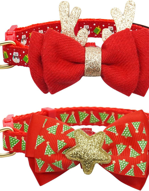 Load image into Gallery viewer, 2Pack Halloween/Christmas Cat Collar with Bell Quick Release Safe Buckle Festival Breakaway Cat Collars with Bowtie Size Adjustable from 8&quot; - 12&quot;
