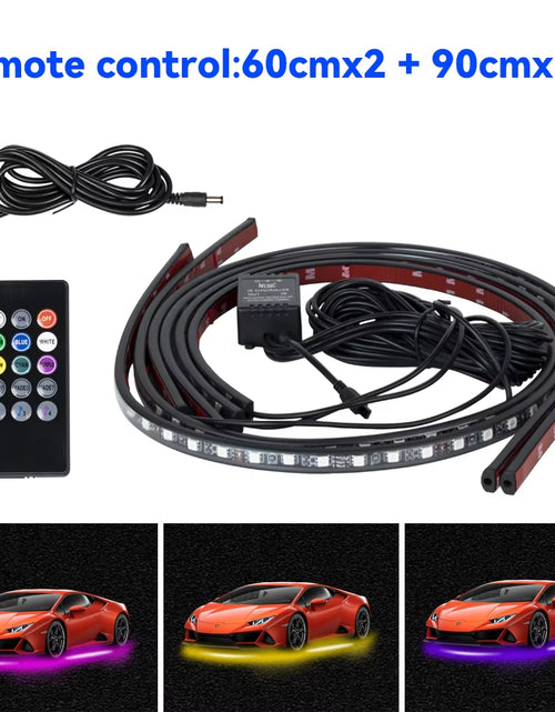 Load image into Gallery viewer, Car Underbody Light Decorative Lamp Neon LED RGB Car Underglow Bottom Light Remote/App Control Flexible Waterproof LED Strip
